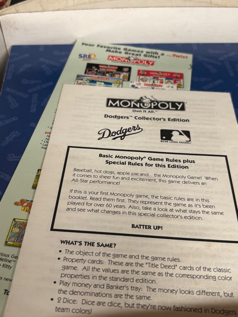 Baseball Dodgers Collectors Edition Monopoly Sealed Game