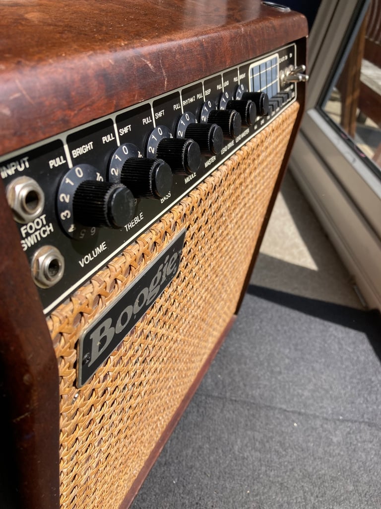 Mesa Boogie Mark III Purple Stripe with wheeled flight case