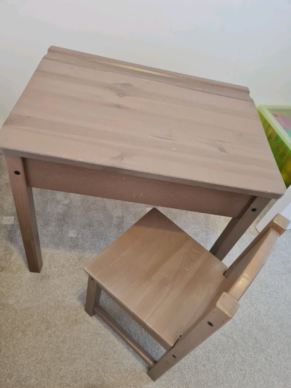 Ikea small wooden desk with chair 