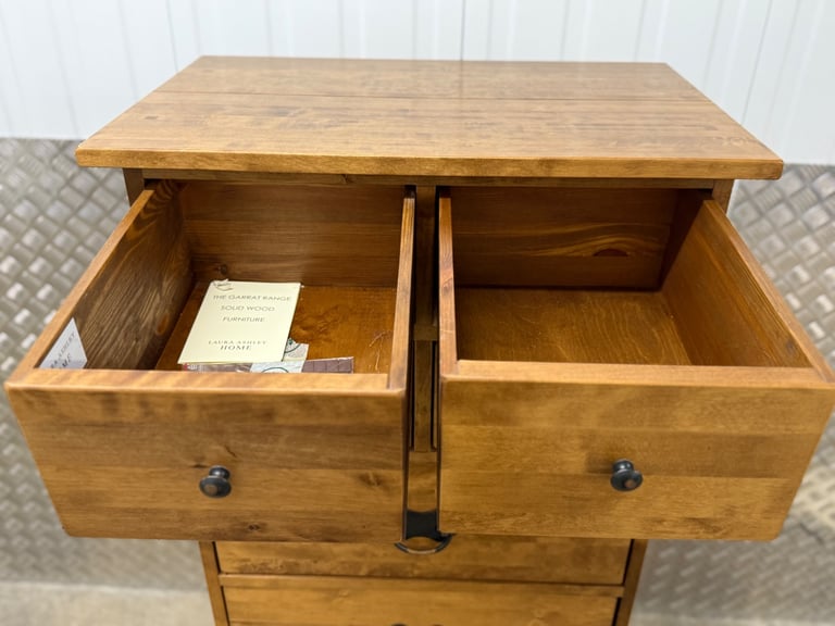 Laura Ashley Garrat Tallboy chest of drawers honey finish 
