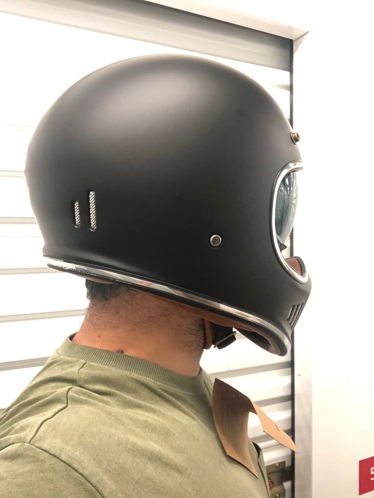 Motorcycle helmet , retro vintage helmet ,matte black , brand new