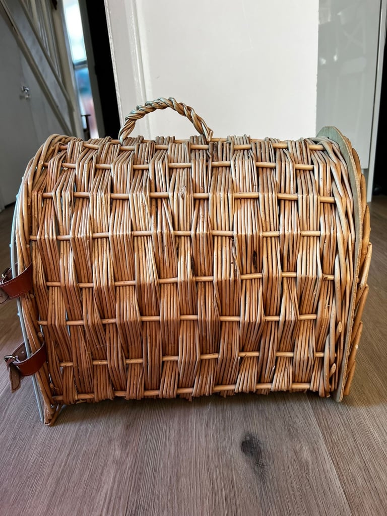 🧺 Vintage Wicker Pet Carrier / Cat or Small Dog Basket 🐾