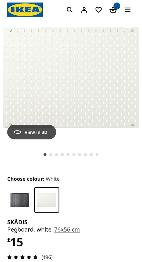 image for Skadis Pegboard white 76x56cm 