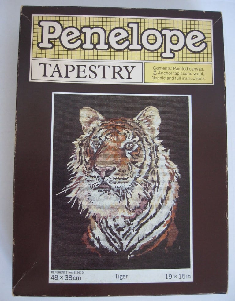 Penelope TIGER tapestry needlework kit, 48 x 38cm (19 x 15in), contents sealed.