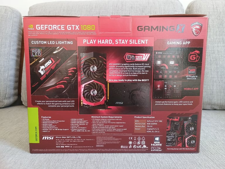 MSI GeForce GTX 1080 GAMING X 8GB GDDR5X GPU 8G Graphics Card