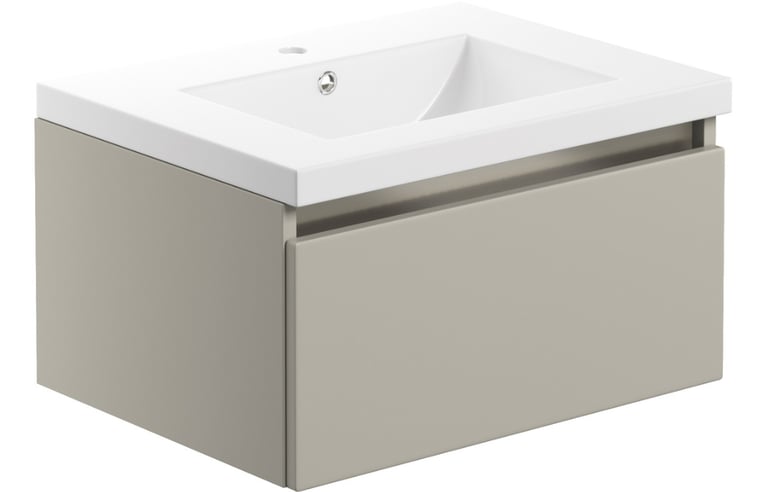 image for New Latte Carino 1 Drawer Wall Hung Basin Unit 615mm RRP £350 Our Price £225