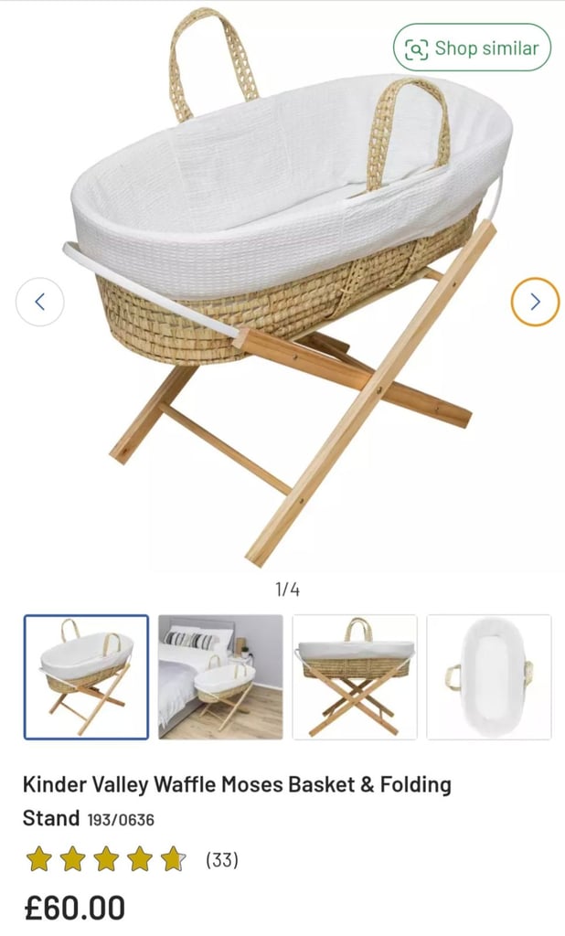 ✨ Kinder Valley Moses Basket with Folding Stand – £35 ✨