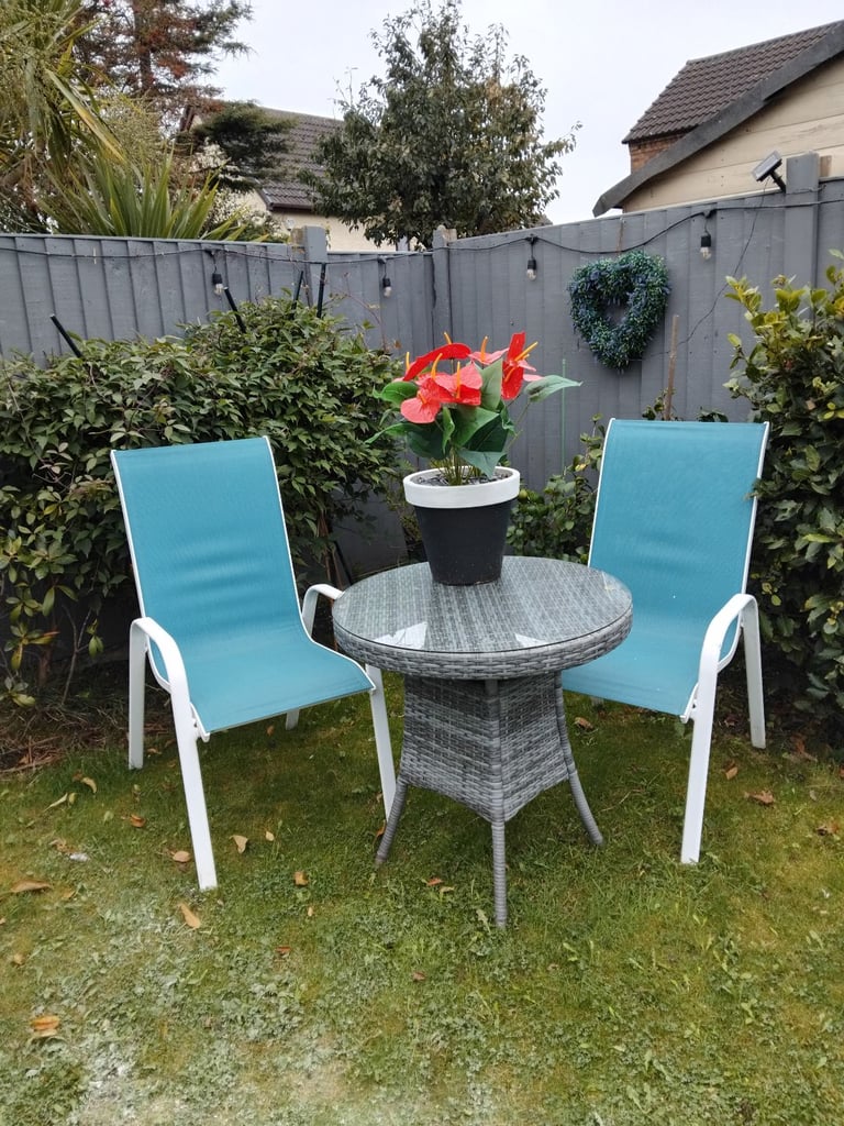 Garden table and two chairs