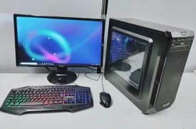 Media Computer PC Setup with Monitor | intel i7 7700, 16GB DDR4, 500GB SSD