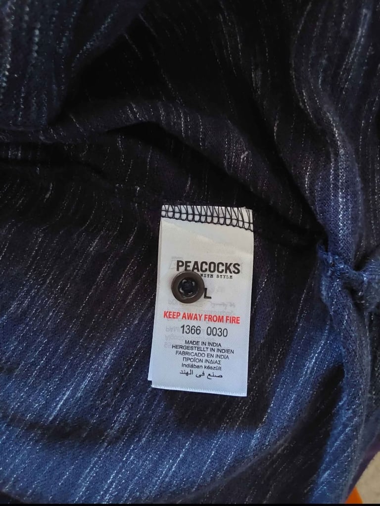 Peacocks - Men's Short Sleeve Shirt, Size Large, Navy Blue, Slim Fit