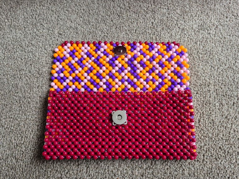 Brand New Red Acrylic Bead handbag and purse, handmade in Ghana