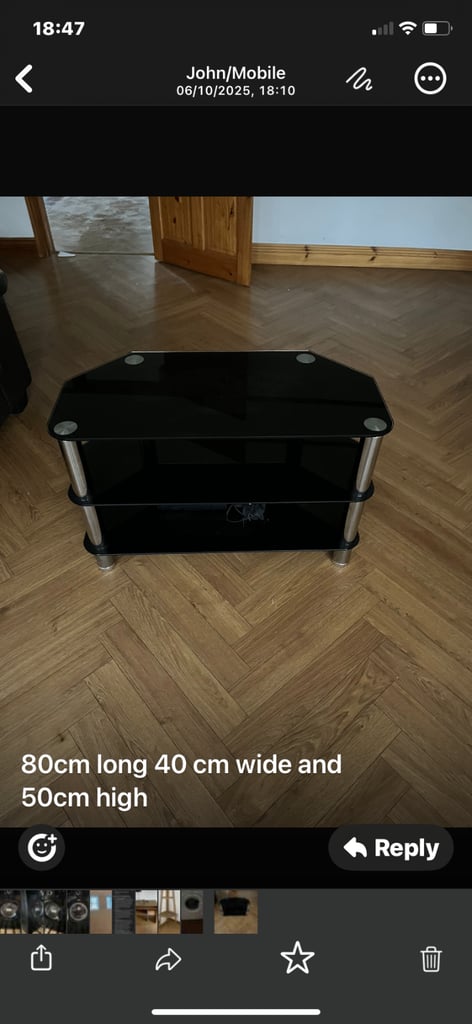 Tv stand Chrome and black glass