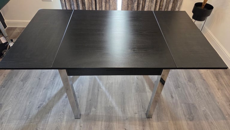 image for 80cm Square Extending Table In Black Ash
