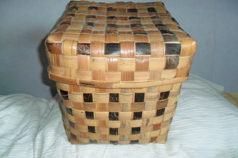 2 woven wicker bamboo? storage containers with lids habitat