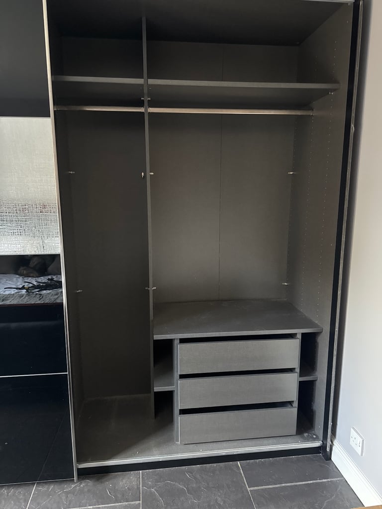 Large Freestanding Wardrobe with Glass Sliding Doors
