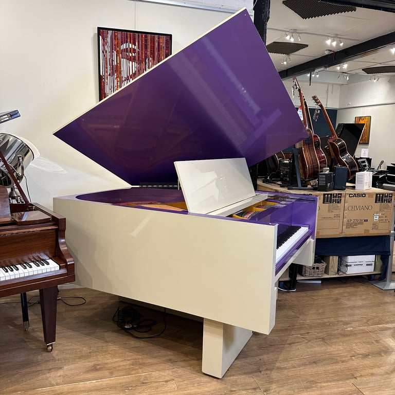 Bespoke Interior Square Grand Piano | Purple & Cream | Delivery, Stool, Tuning