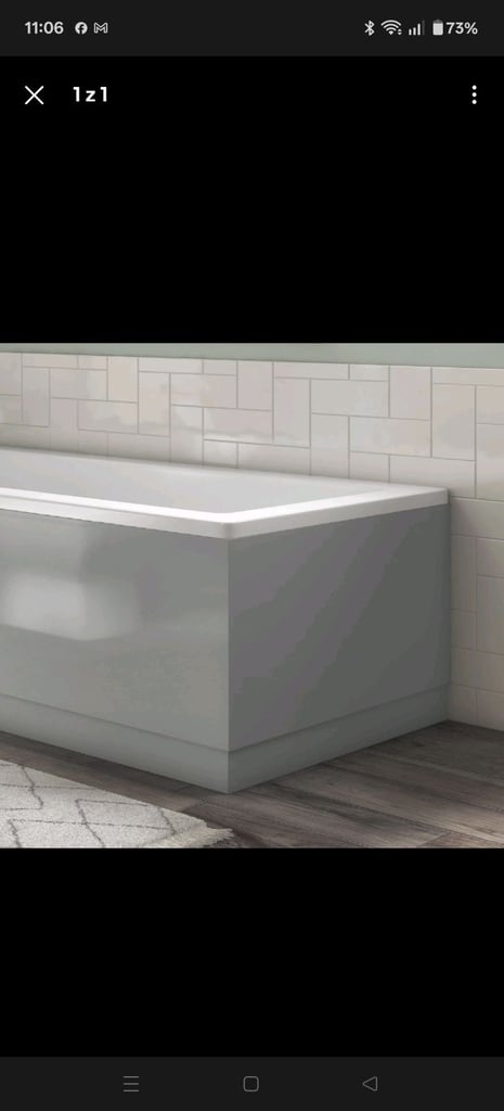 image for Ashford L shape bath end panel-grey gloss 70x54 cm