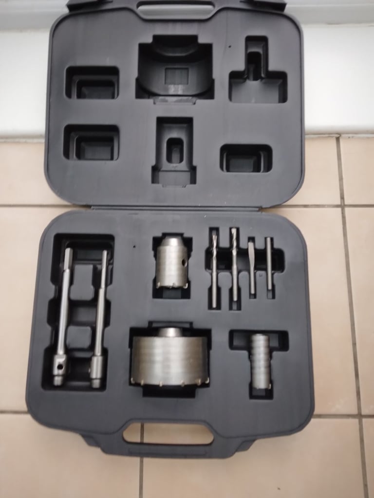 image for Three “NEW” 9 Piece TCT Core Drill Kit 30, 50 & 110 mm Cutters, “£12 EACH” or all THREE for £30. 