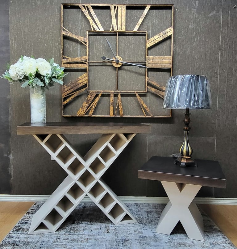 Ex-Display Console Wine Rack And Matching Lamp/Side Table For Sale