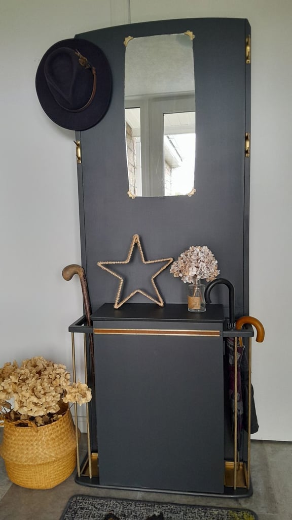 Vintage hall stand, mirror console table, retro hat stand dresser