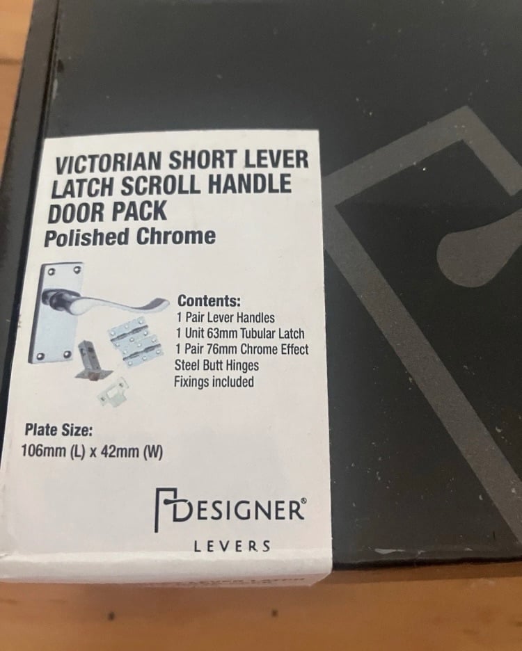 image for Victorian Short Lever Latch Scroll Door Handle Pack of 2