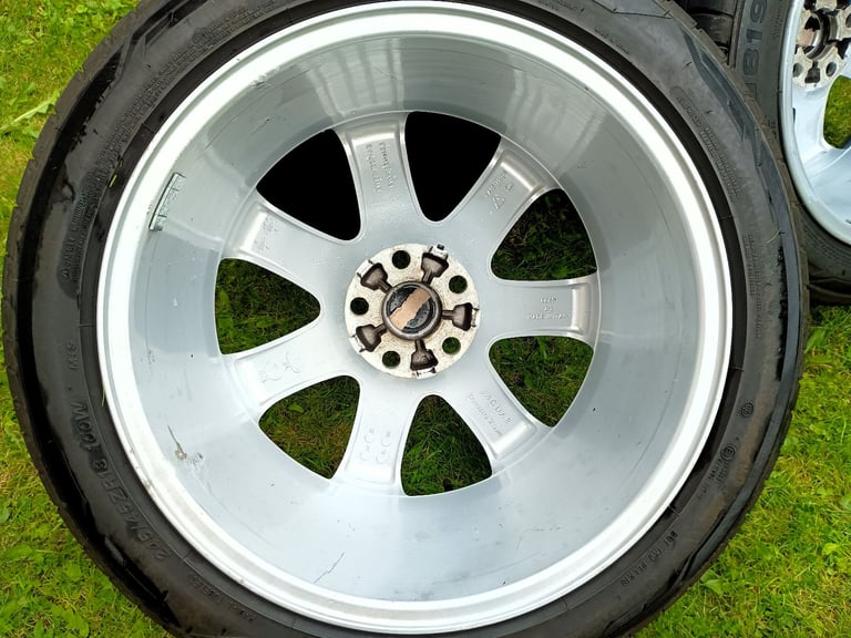 18" JAGUAR XK COUPE ALLOYS 5x108 8.5J/9.5J SPLIT WIDTH WHEELS EXCELLENT TYRES XF XE XJ