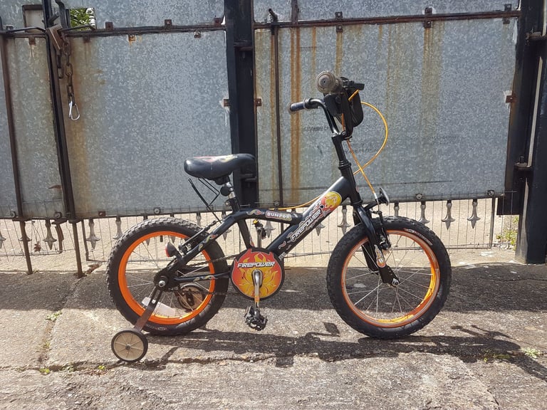 image for BUMPER FIRE POWER (black) 16 INCH WHEEL CHILDS BIKE ALLOY V BRAKES AND CHILDS BRAKE LEVERS