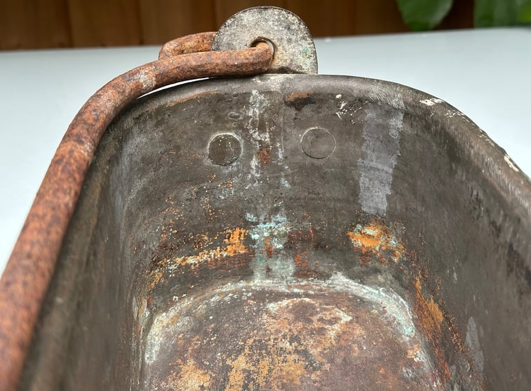 ANTIQUE FRENCH COPPER FISH KETTLE, PAN, JARDINIERE, PLANTER, 58cm long 4kg - 1900s - WILL POST!
