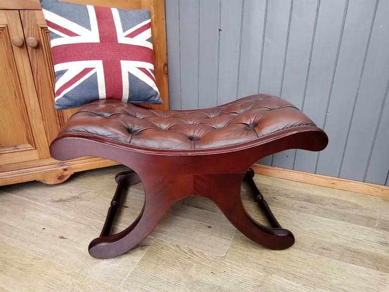 Stunning Leather Chesterfield Stool