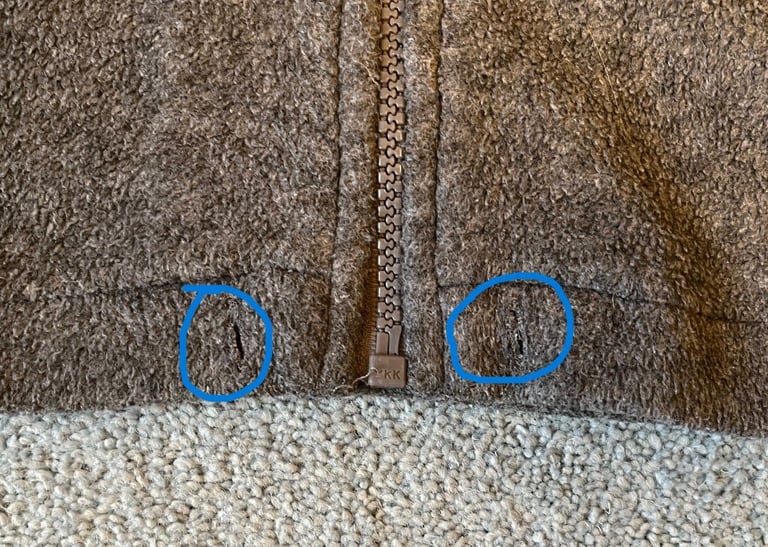 Men's James Cowan blue and grey fleece, zip front, medium-sized