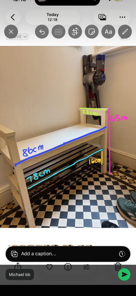IKEA HEMNES Bench with Shoe Storage, 85x32x65 cm