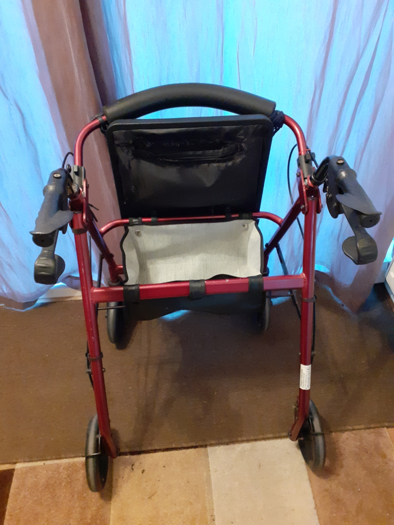 Mobility roller walker with seat & bag