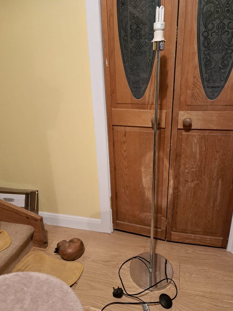 TWO Chrome metal floor lamps