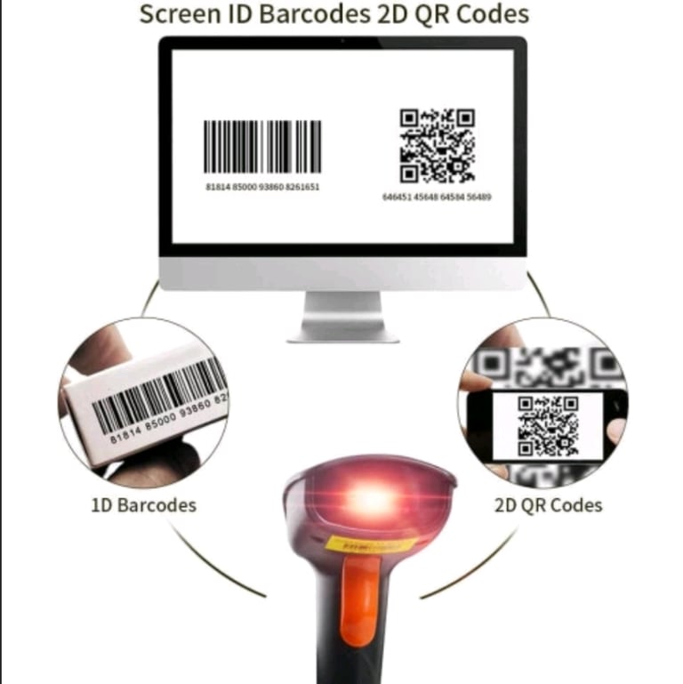 Posunitech USB Laser 2D Barcode Scanner Wired
