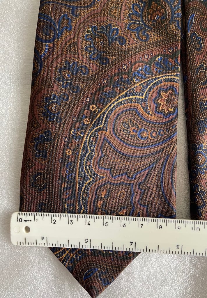 Liberty Necktie in brown and blue paisley pattern, 100% Silk