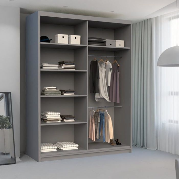 Brand New - Nicole Mirror Sliding Door Wardrobe Grey - SAME/NEXT DAY DELIVERY