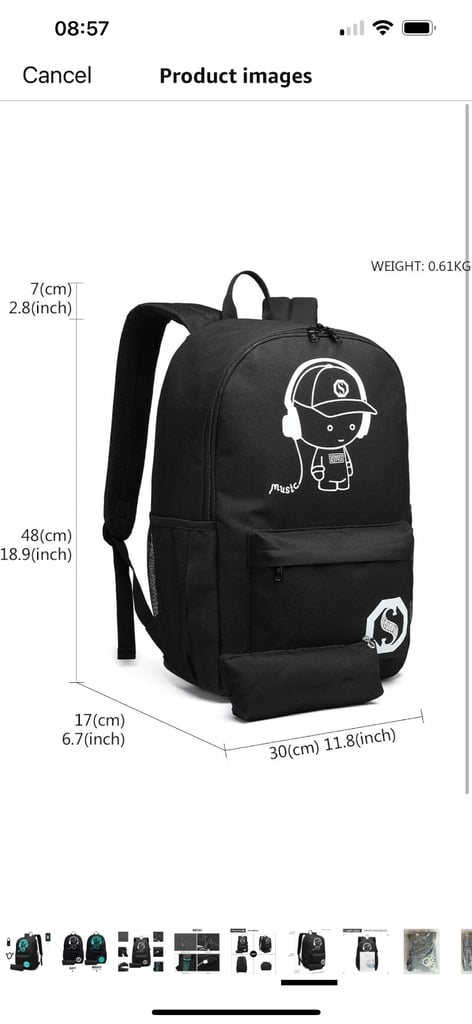 Brand New! Senkey & Style Glow in the Dark Rucksack / School Bag