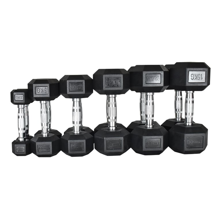 *SALE* Hill Icon Rubber Hex Dumbbell Set 2.5kg - 15kg with Rack - Weights Gym