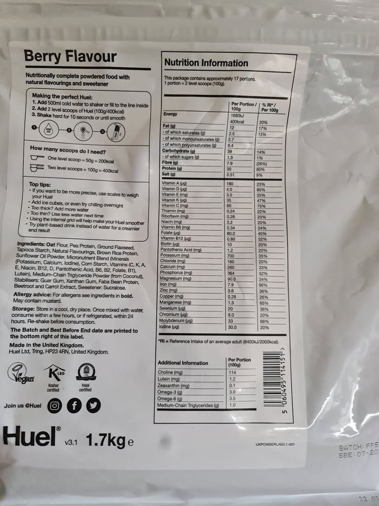 image for Huel Berry Protein Powder 1.7kg