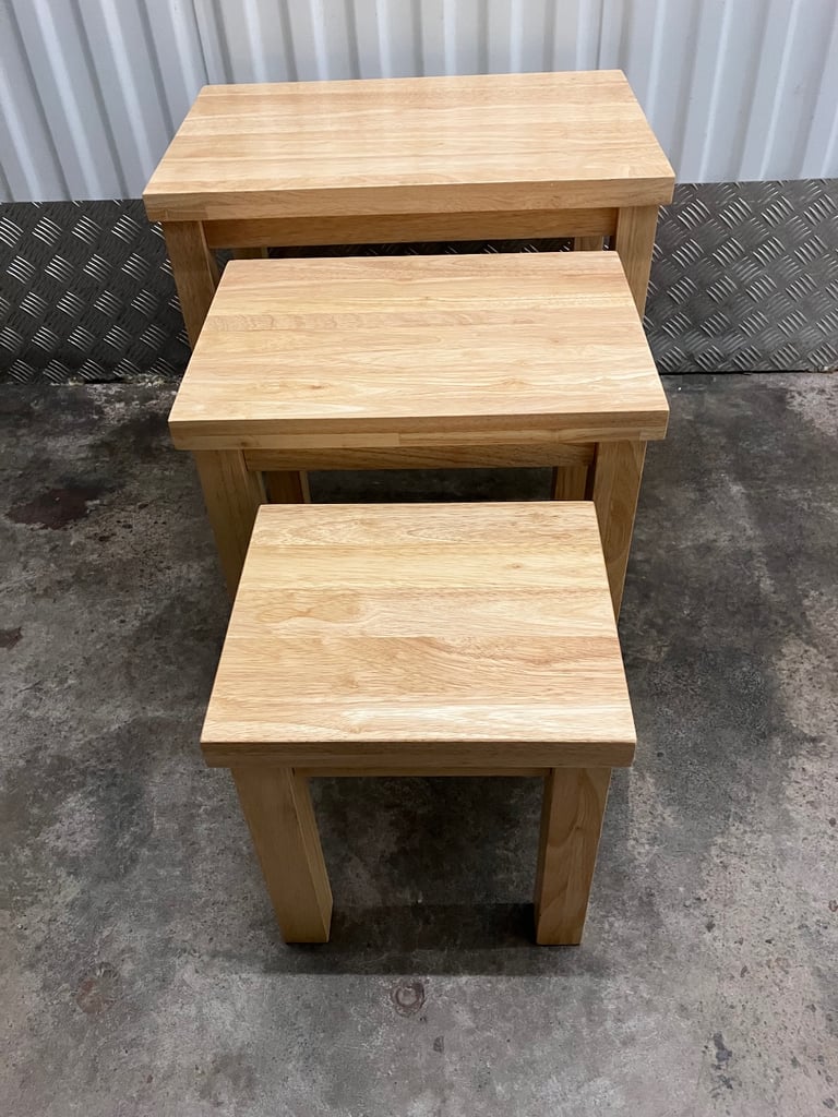 Light Oak Nest of 3 Tables 