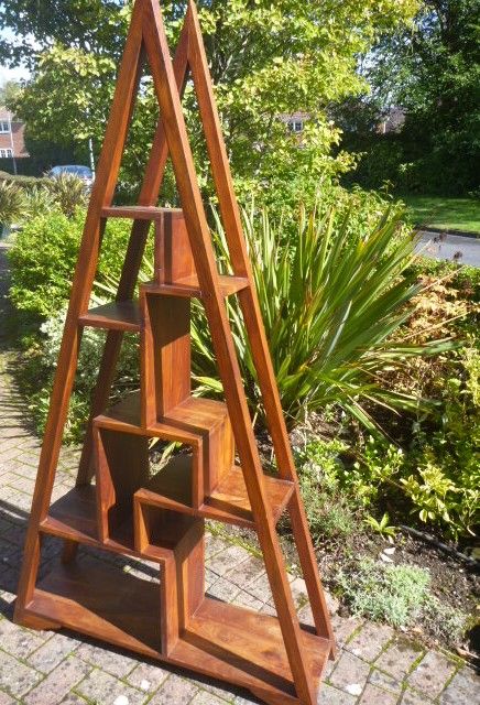 Stunning Mango Wood Triangular Display Unit