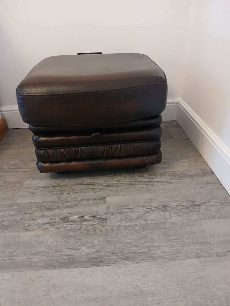 Leather Sofa and Footstool - West Drayton