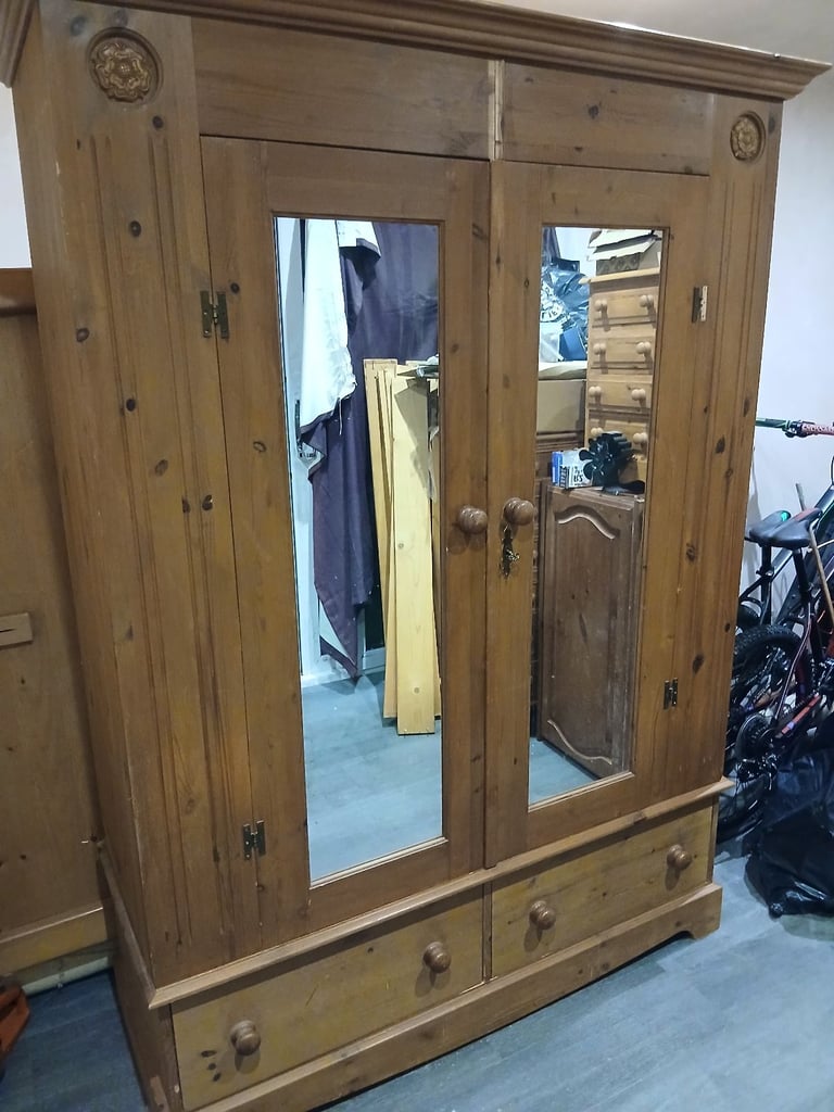 image for Antique pine wardrobe 