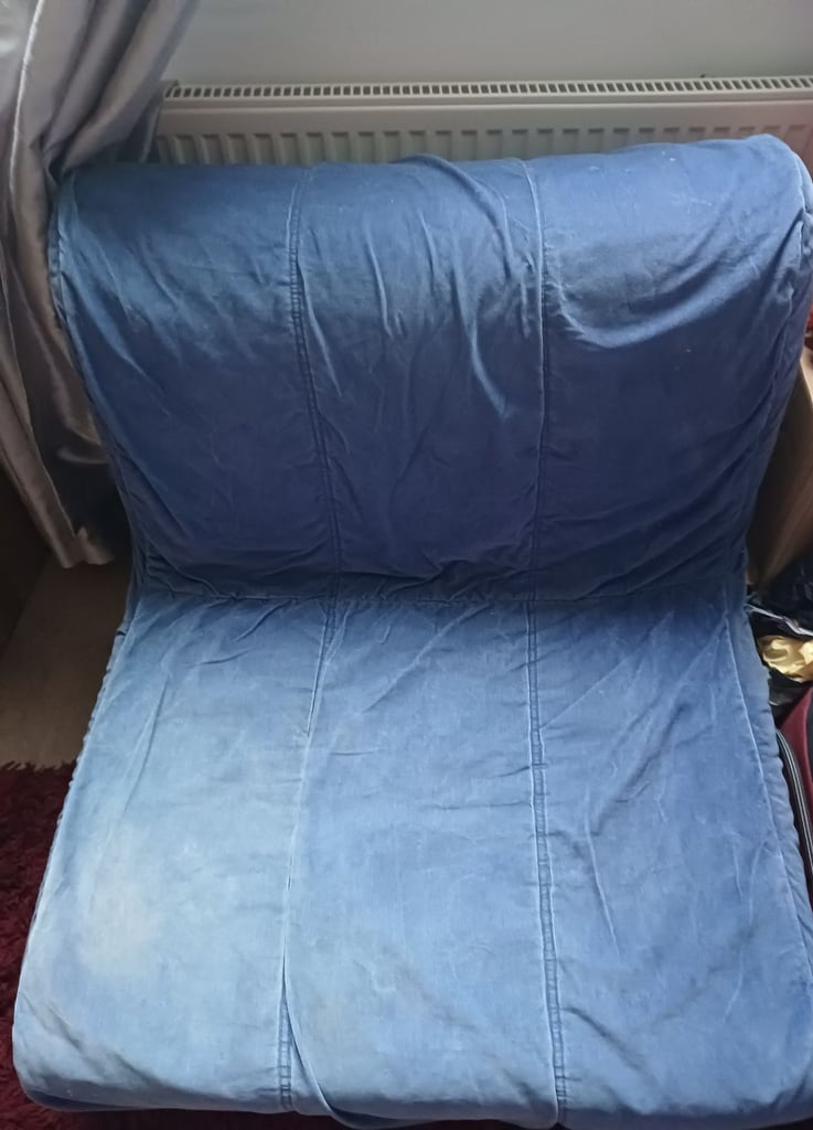 image for Ikea Lycksele Single Sofa bed with blue cover