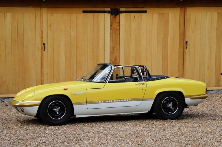 1972 Lotus Elan 1972.  £20k repaint in Lotus Yellow / Cirrus White. Mohair Hoo  PETROL Manual
