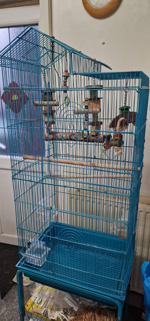 large blue bird cage  £60
