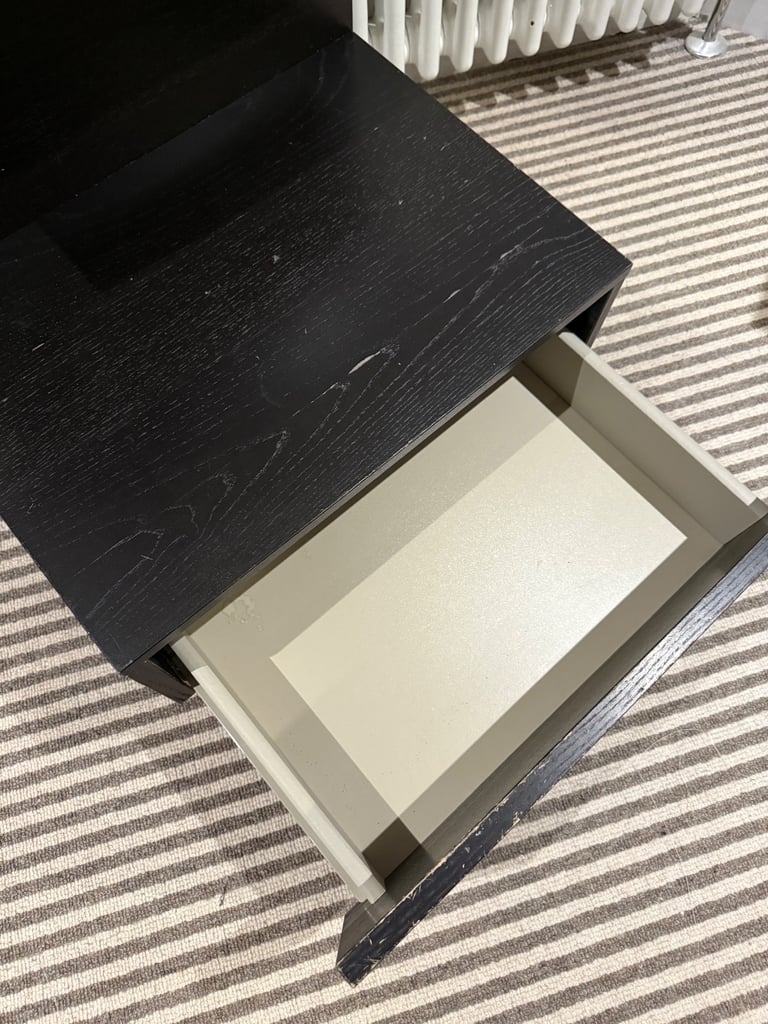 IKEA MALM x 2 Bedside Table Nightstand Drawer Shelf Black Brown