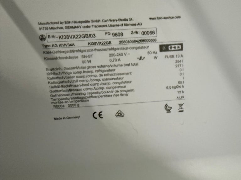 Siemens Fridge Freezer With Free Delivery N Warranty 