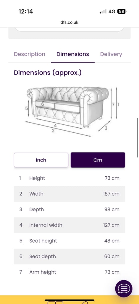 Grey Chesterfield Sofa and Footstool