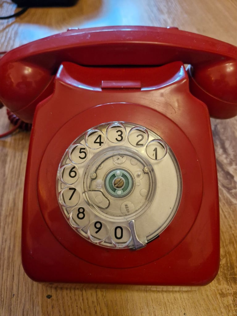 image for Red Retro Rotary Dial Landline Telephone